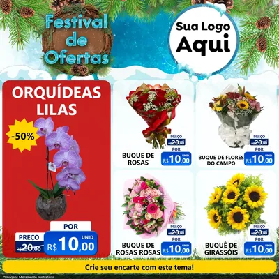 Modelo de Rede Social para Feed Facebook com o tema Festival de Ofertas - Inverno para Floricultura e jardim