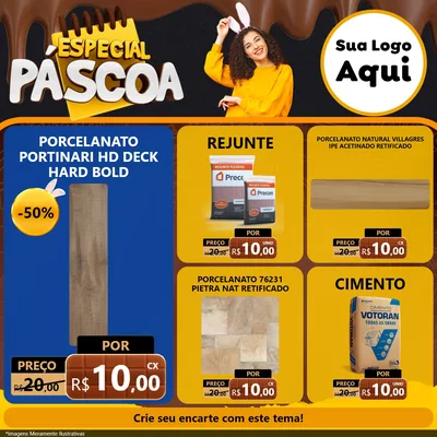Modelo de Rede Social para Feed Facebook com o tema Especial Páscoa para Pisos e revestimentos