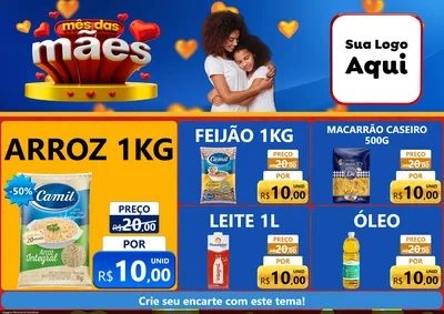 Modelo de Encarte para Encarte A4 Horizontal com o tema Mês das Mães para Supermercado