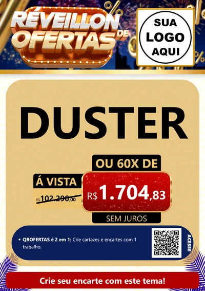Modelo de Cartaz para Cartaz A4 Vertical com o tema Réveillon de Ofertas para Concessionaria de Carros