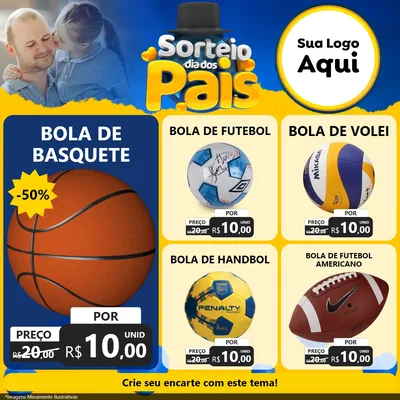 Modelo de Rede Social para Feed Facebook com o tema Sorteio Dia Dos Pais para Artigos Esportivos