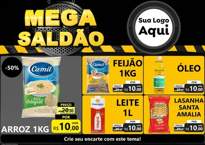 Modelo de Encarte para Encarte A4 Horizontal com o tema Mega Saldão para Supermercado