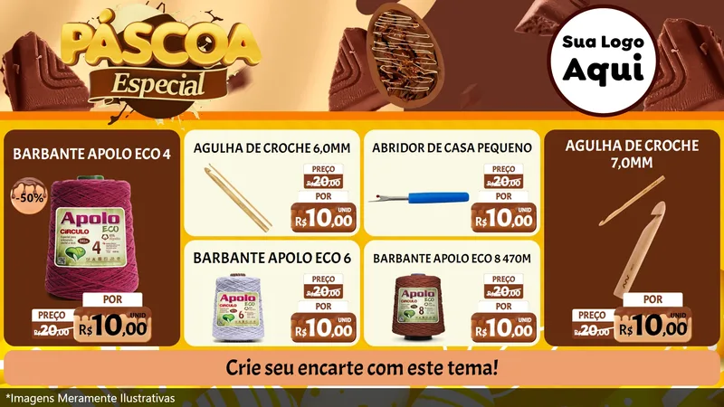 Modelo de TV para TV Horizontal com o tema Páscoa Especial para Armarinho e Aviamentos