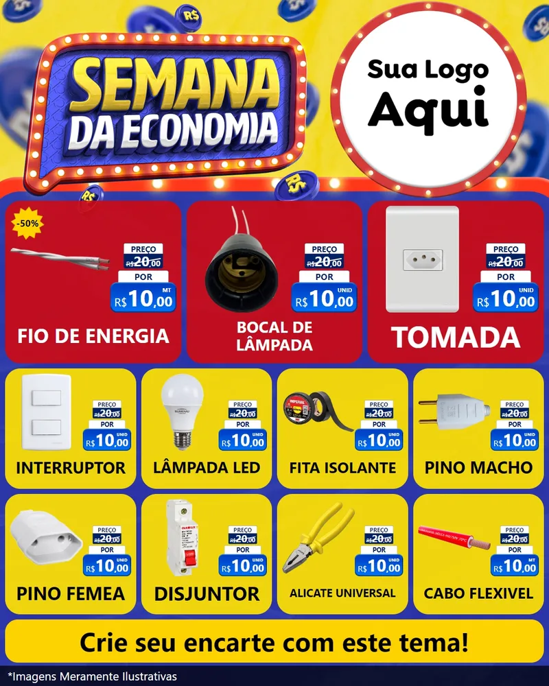 Modelo de Rede Social para Feed Instagram com o tema Semana da Economia para Materiais Elétricos