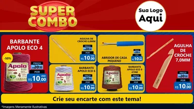 Modelo de TV para TV Horizontal com o tema Super Combo para Armarinho e Aviamentos