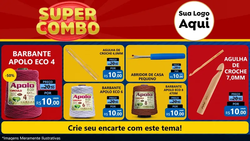Modelo de TV para TV Horizontal com o tema Super Combo para Armarinho e Aviamentos