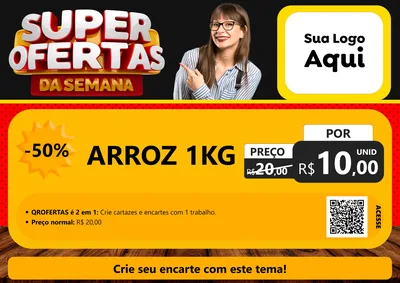 Modelo de Cartaz para Cartaz A4 Horizontal com o tema Super Ofertas da Semana para Supermercado