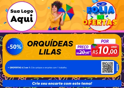 Modelo de Cartaz para Cartaz A4 Horizontal com o tema Folia de Ofertas para Floricultura e jardim