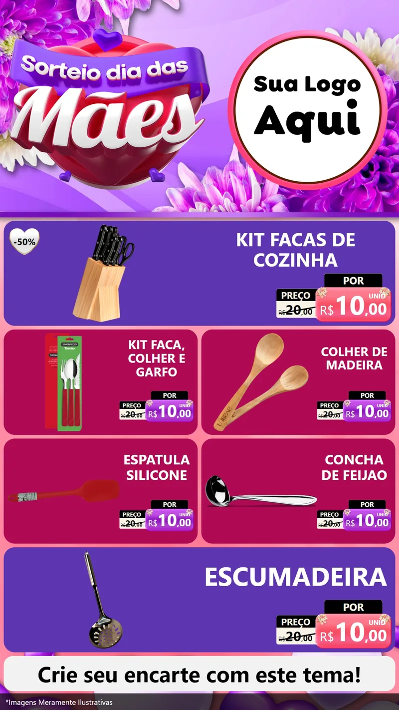 Modelo de TV para TV Vertical com o tema Sorteio Dia das Mães para Utilidades Domésticas