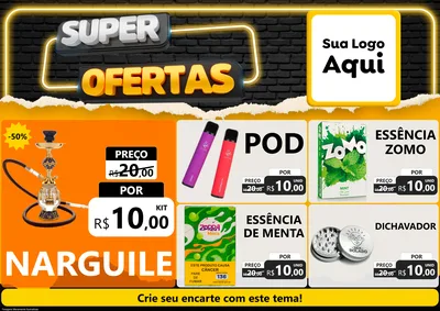Modelo de Encarte para Encarte A4 Horizontal com o tema Super Ofertas para Tabacaria