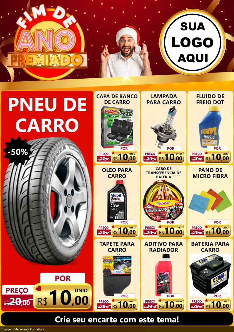 Modelo de Encarte para Encarte A4 Vertical com o tema Fim de Ano Premiado para Auto peças