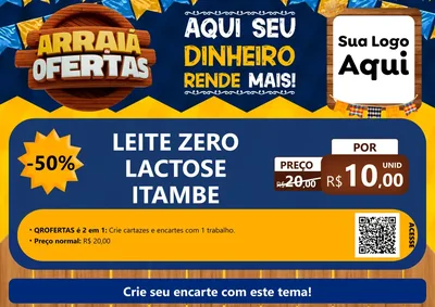 Modelo de Cartaz para Cartaz A4 Horizontal com o tema Arraiá de Ofertas - Junina para Frios e Laticínios