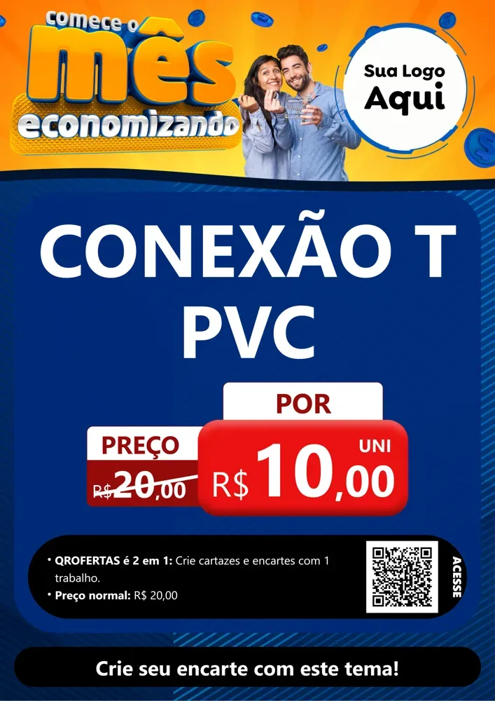 Modelo de Cartaz para Cartaz A4 Vertical com o tema Comece O Mês Economizando para Tubos e conexões
