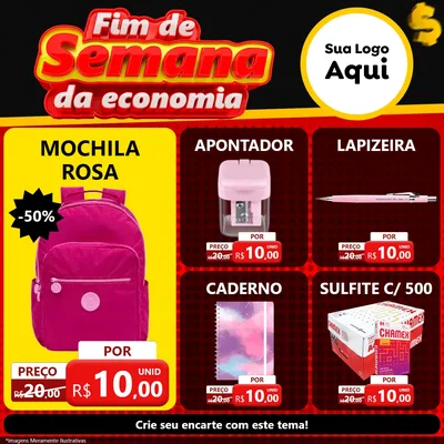 Modelo de Rede Social para Feed Facebook com o tema Fim de Semana da Economia para Papelaria