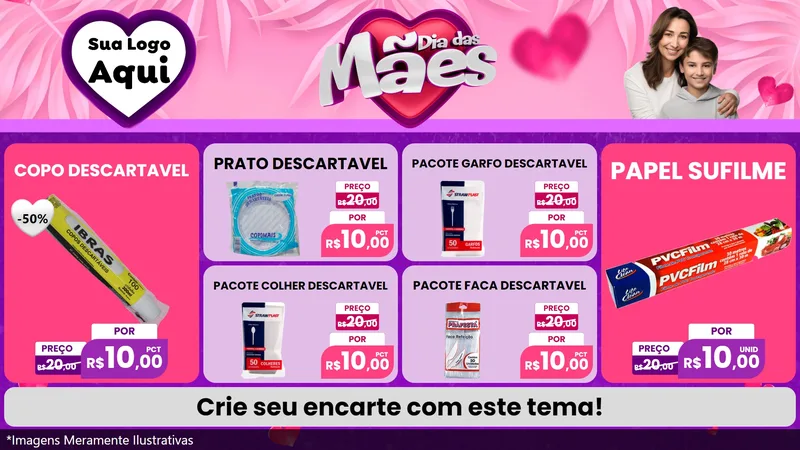 Modelo de TV para TV Horizontal com o tema Dia das Mães para Embalagens