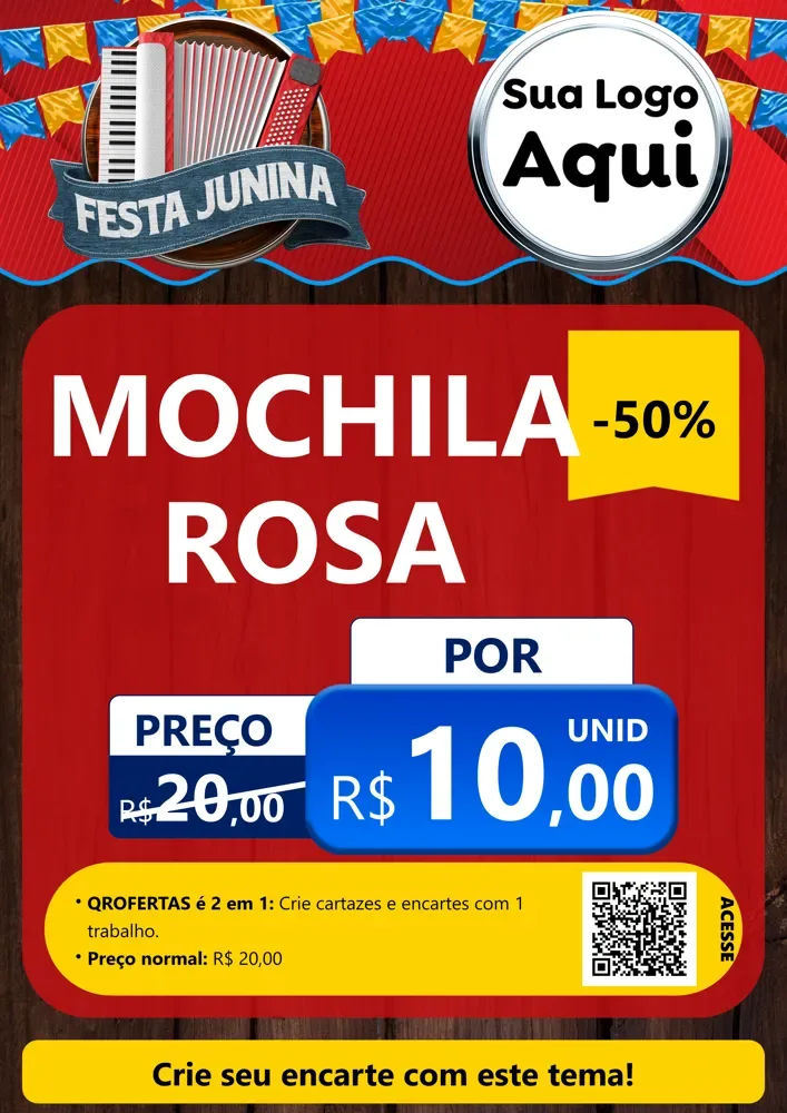 Modelo de Cartaz para Cartaz A4 Vertical com o tema Festa Junina para Papelaria