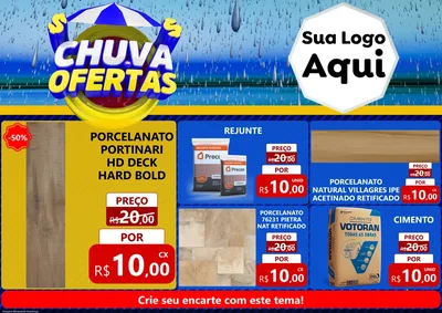 Modelo de Encarte para Encarte A4 Horizontal com o tema Chuva de Ofertas para Pisos e revestimentos