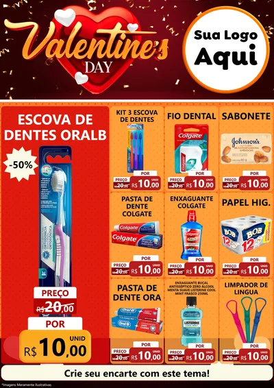 Modelo de Encarte para Encarte A4 Vertical com o tema Valentine's Day para Higiene Pessoal