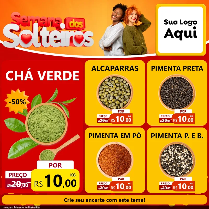 Modelo de Rede Social para Feed Facebook com o tema Semana dos Solteiros para Produtos Naturais