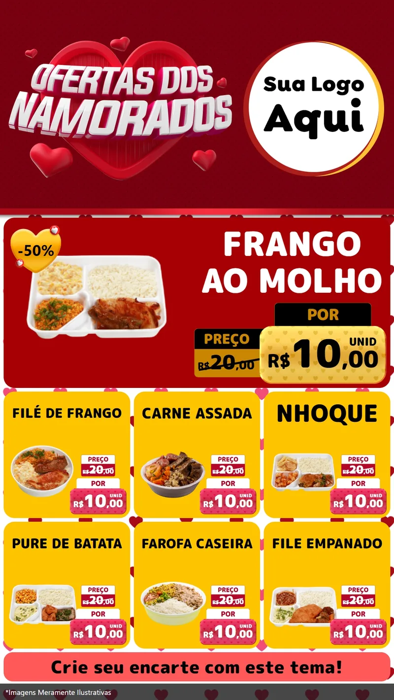 Modelo de Rede Social para Stories com o tema Ofertas Dos Namorados para Restaurante