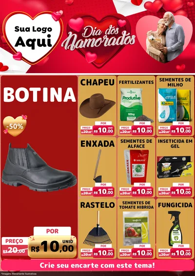 Modelo de Encarte para Encarte A4 Vertical com o tema Dia Dos Namorados para Agropecuária