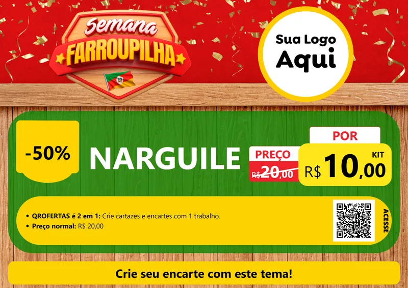 Modelo de Cartaz para Cartaz A4 Horizontal com o tema Semana Farroupilha para Tabacaria