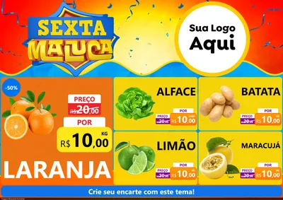 Modelo de Encarte para Encarte A4 Horizontal com o tema Sexta Maluca para Hortifrúti