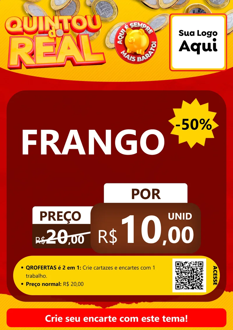 Modelo de Cartaz para Cartaz A4 Vertical com o tema Quintou do Real para Assados