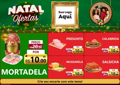 Modelo de Encarte para Encarte A4 Horizontal com o tema Natal de Ofertas para Frios e Laticínios