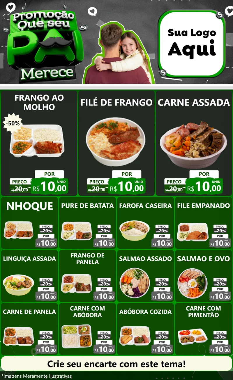 Modelo de Encarte para Encarte Grande com o tema Promoção Que seu Pai Merece para Restaurante