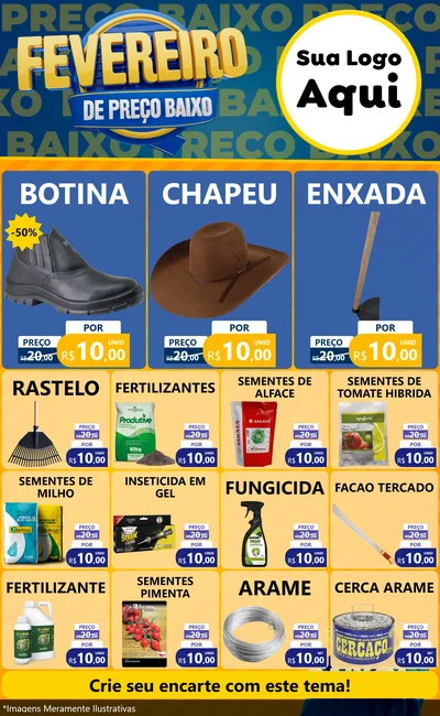 Modelo de Encarte para Encarte Grande com o tema Fevereiro de Preço Baixo para Agropecuária