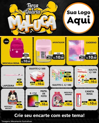 Modelo de Rede Social para Feed Instagram com o tema Terça e Quarta Maluca para Papelaria