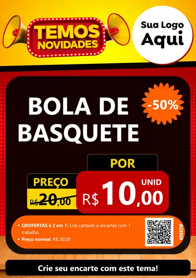 Modelo de Cartaz para Cartaz A4 Vertical com o tema Temos Novidades para Artigos Esportivos