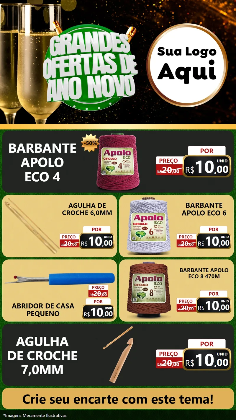 Modelo de TV para TV Vertical com o tema Grandes Ofertas de Ano Novo para Armarinho e Aviamentos
