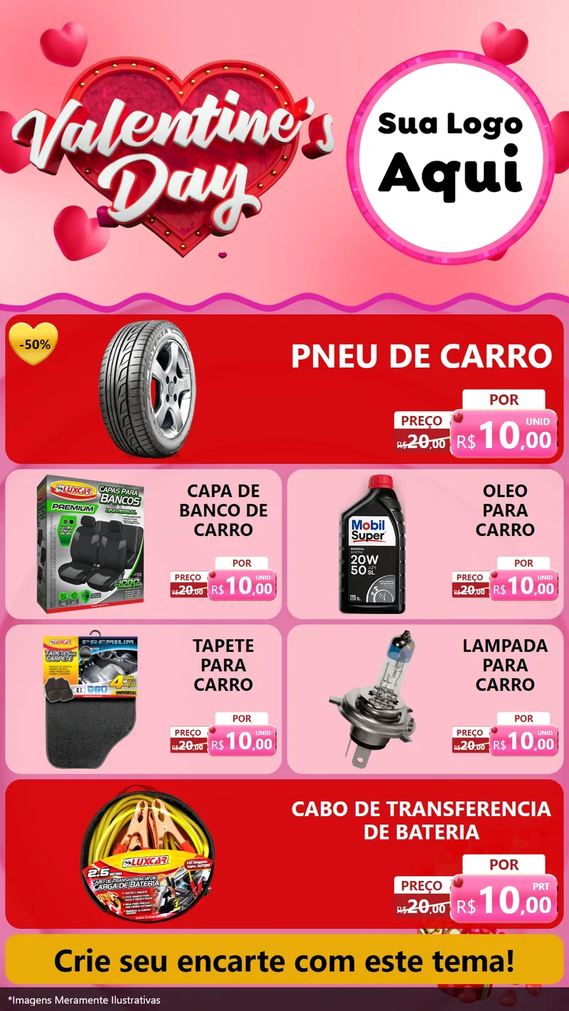 Modelo de TV para TV Vertical com o tema Valentine's Day para Auto peças