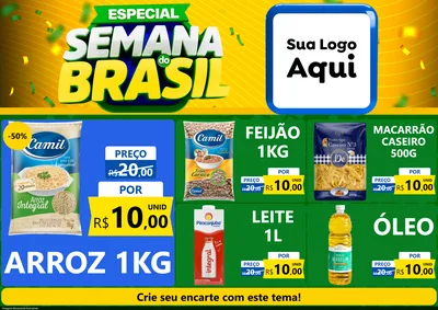 Modelo de Encarte para Encarte A4 Horizontal com o tema Especial Semana do Brasil para Supermercado