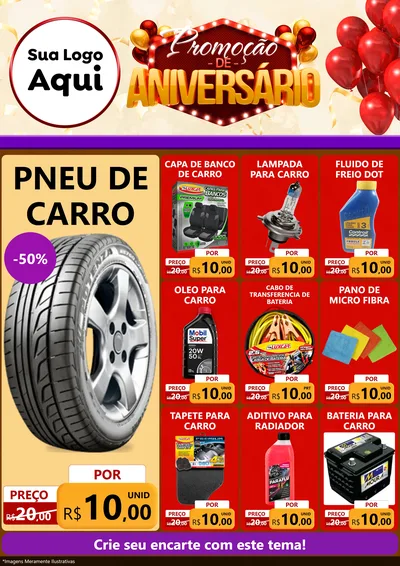 Modelo de Encarte para Encarte A4 Vertical com o tema Promoção de Aniversário para Auto peças
