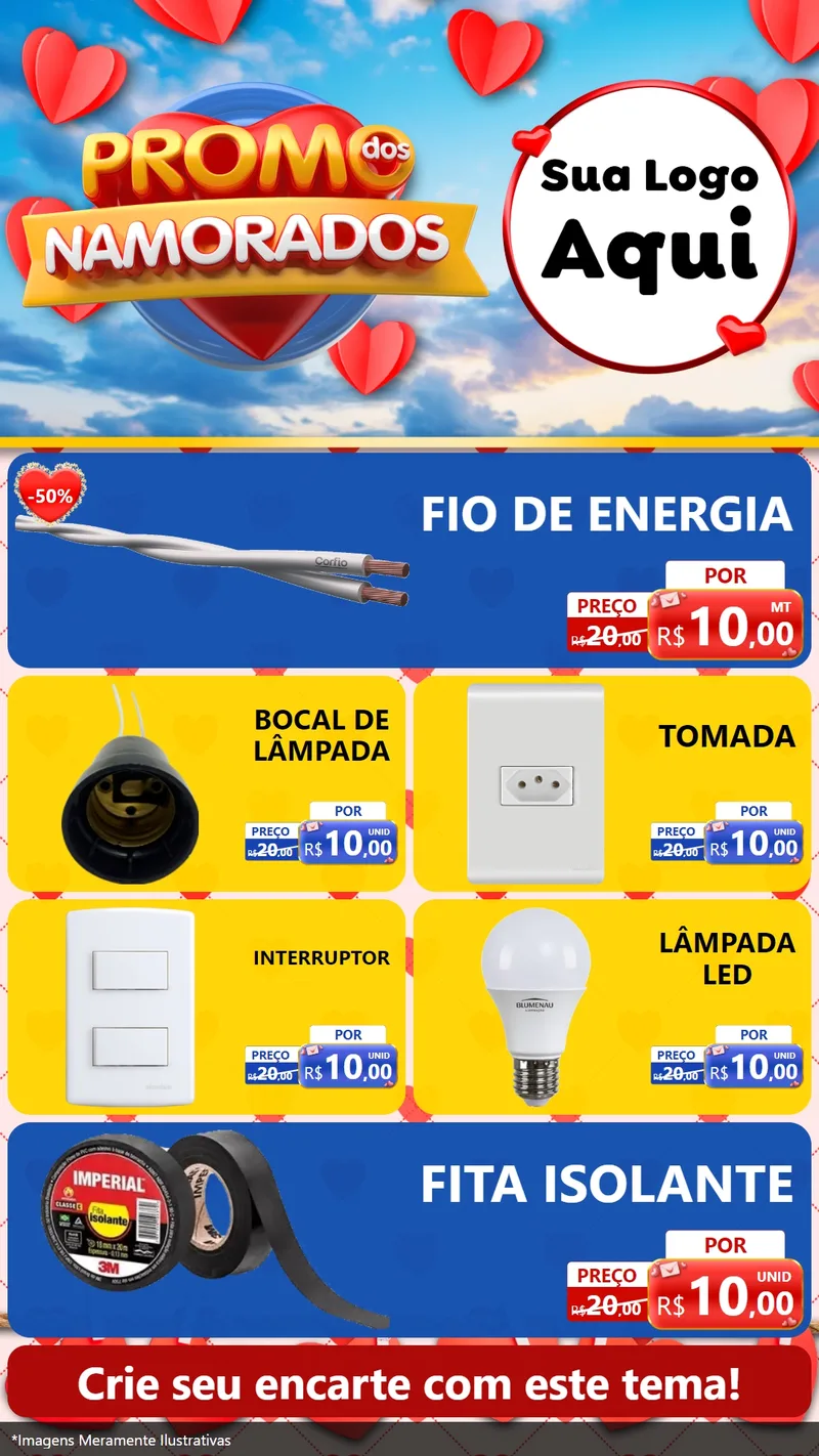 Modelo de TV para TV Vertical com o tema Promo dos Namorados para Materiais Elétricos