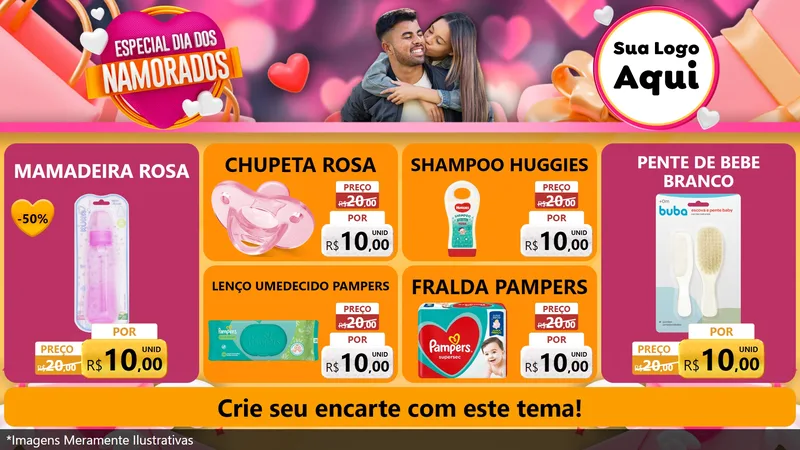Modelo de TV para TV Horizontal com o tema Especial Dia dos Namorados para Bebês