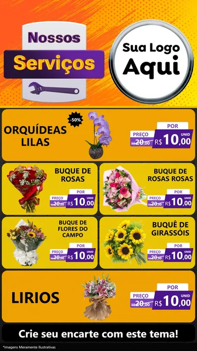 Modelo de TV para TV Vertical com o tema Nossos Serviços para Floricultura e jardim