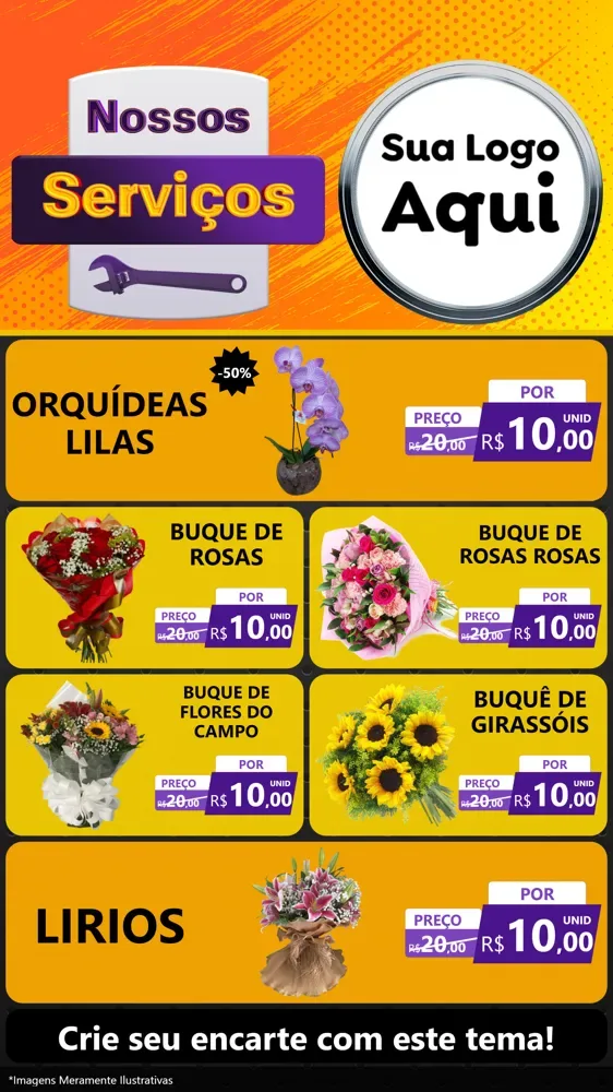 Modelo de TV para TV Vertical com o tema Nossos Serviços para Floricultura e jardim