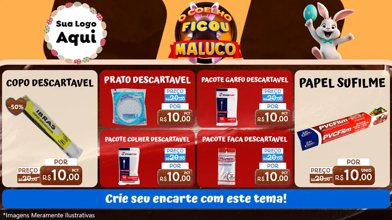 Modelo de TV para TV Horizontal com o tema O Coelho Ficou Maluco - Páscoa para Embalagens