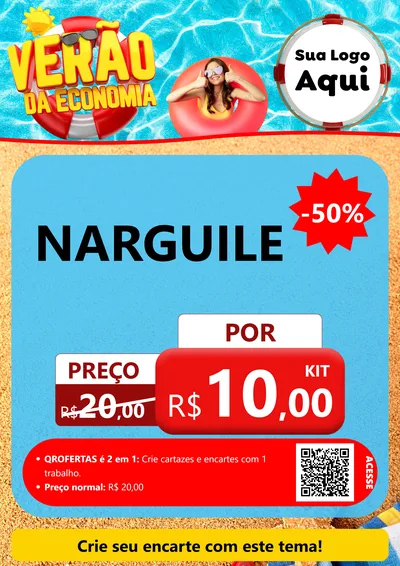 Modelo de Cartaz para Cartaz A4 Vertical com o tema Verão da Economia para Tabacaria