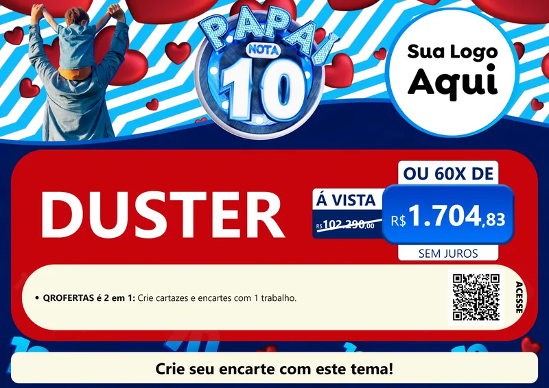 Modelo de Cartaz para Cartaz A4 Horizontal com o tema Papai Nota 10 para Concessionaria de Carros