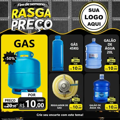 Modelo de Rede Social para Feed Facebook com o tema Fim de Semana Rasga Preço para Água e gás