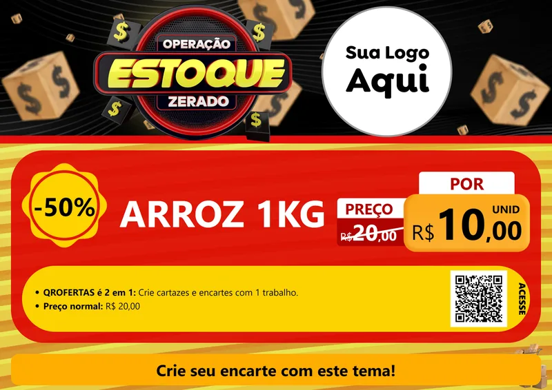Modelo de Cartaz para Cartaz A4 Horizontal com o tema Operação Estoque Zerado para Supermercado