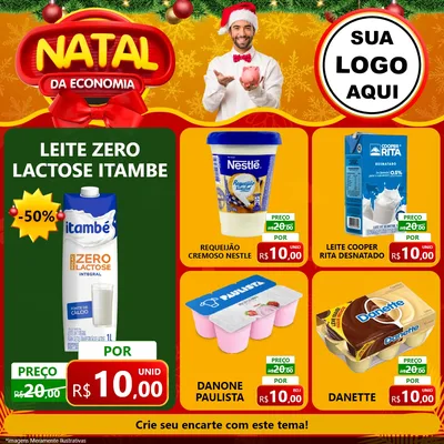 Modelo de Rede Social para Feed Facebook com o tema Natal da Economia para Frios e Laticínios