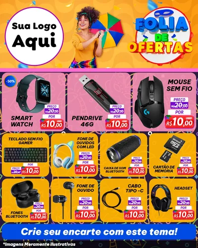Modelo de Rede Social para Feed Instagram com o tema Folia de Ofertas para Informática