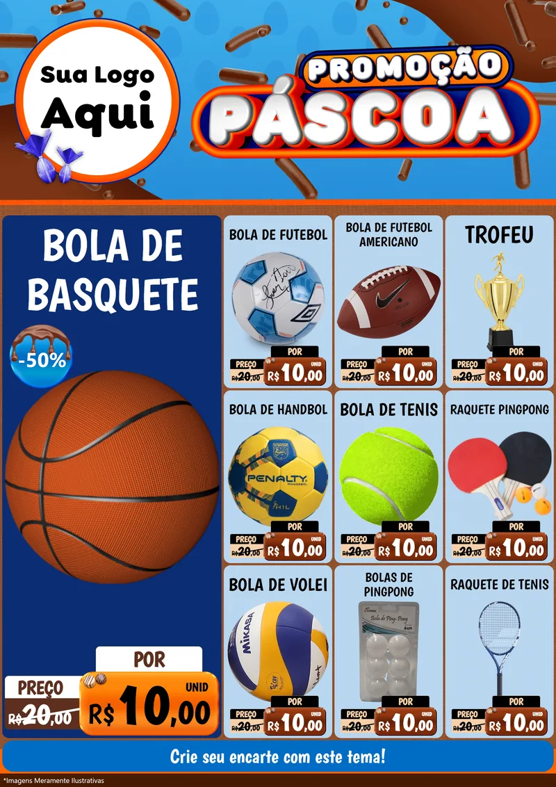 Modelo de Encarte para Encarte A4 Vertical com o tema Promoção Páscoa para Artigos Esportivos