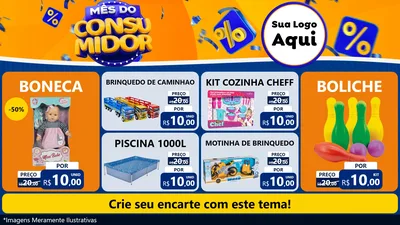 Modelo de TV para TV Horizontal com o tema Mês do Consumidor para Brinquedos